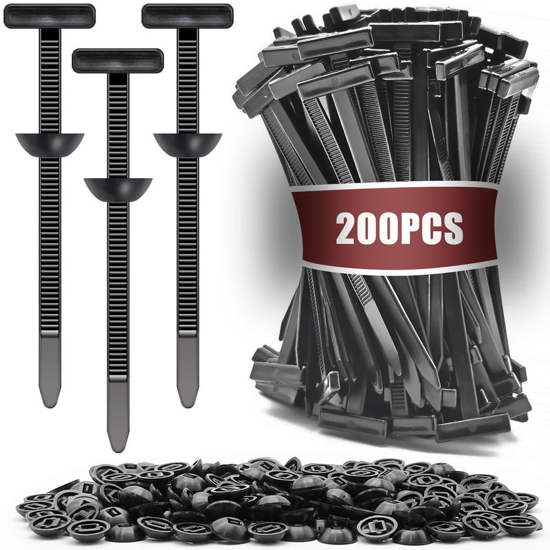 BWEALT 200 Pack Nylon Universal Cable Tie Buckle Zip Tie, Heavy Duty Self-Locking Push Pin with Button Fixion Tools, UV Resistant Plastic Rivet Fasteners for Car Auto Repair (Fender, Bumper, Trunk Liner) - Image 1
